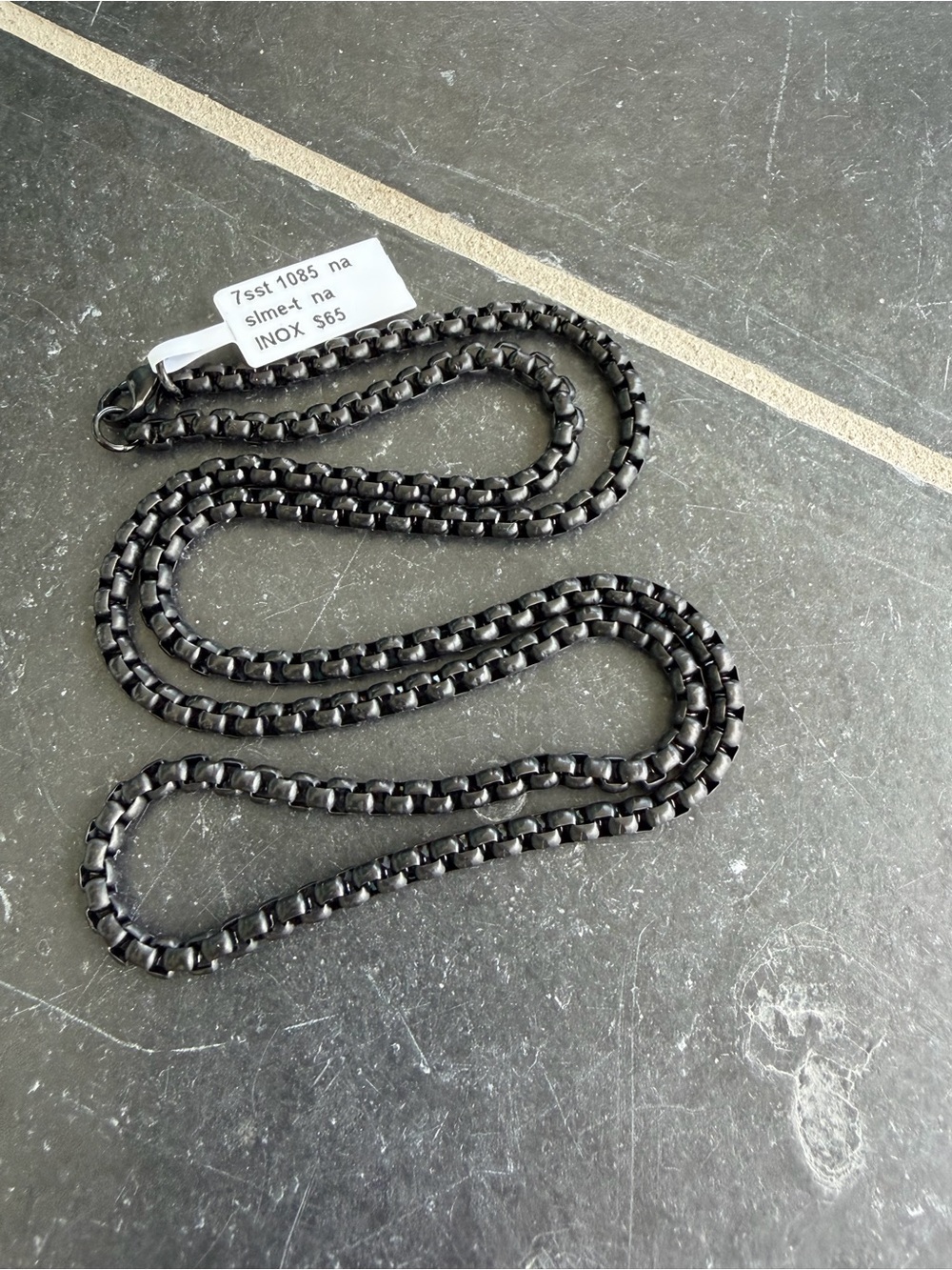 Black Stainless Steel Box Chain Necklace - INOX Men Accessories 24”